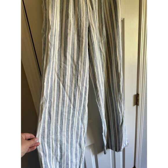 Love Tree Linen Blend Wide Leg Striped Pants NWOT Size Large - Picture 2 of 11